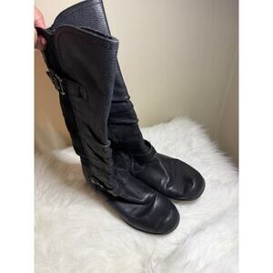 Black Knee High Riding Boots Flat Heel Tall Boots Size 9